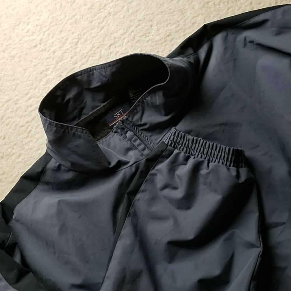 SRT Jacket Mens 3XL Blue Full Zip Lightweight Lined Windbreaker Elastic Hem